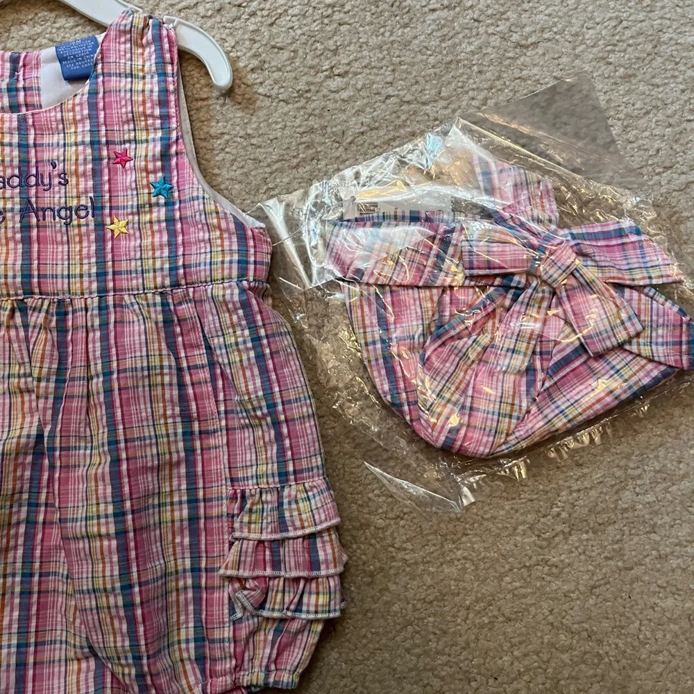 NWT BABY CREW Daddy’s Little Angel Dress Hat Set